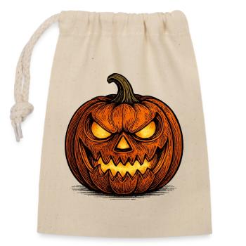 Spooky Pumpkin Halloween Motif Shirt - Closable cotton gift bag (14x20cm) - nature - Front