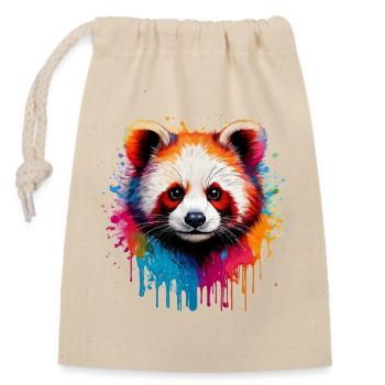 Panda Watercolor Explosion - Closable cotton gift bag (14x20cm) - nature - Front