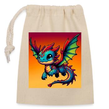 dragon - Closable cotton gift bag (14x20cm) - nature - Front