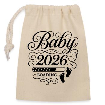 Baby 2026 Loading - Verschließbarer Geschenkbeutel aus Baumwolle (14x20cm) - Natur - Vorne