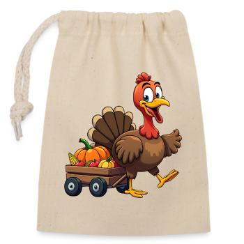 Thanksgiving Lustiger Thanksgiving Truthahn - Verschließbarer Geschenkbeutel aus Baumwolle (14x20cm) - Natur - Vorne