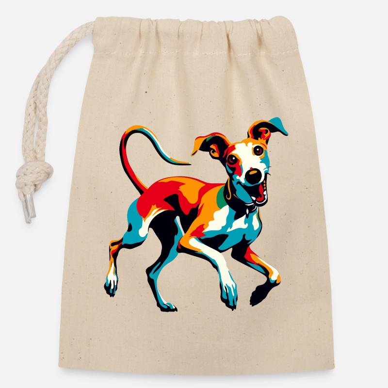Silly Galgo Nr6 - Verschließbarer Geschenkbeutel aus Baumwolle (14x20cm) - Natur