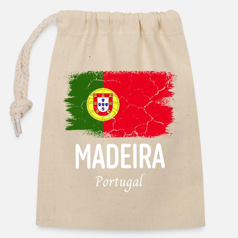 Madère - Sac cadeau en coton avec cordon (14 x 20 cm) - nature