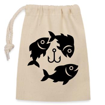 Fish Hook Circle Symbol Fishing Vector - Closable cotton gift bag (14x20cm) - nature - Front