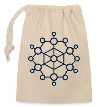 Geometric Node Network - Closable cotton gift bag (14x20cm) - nature - Front