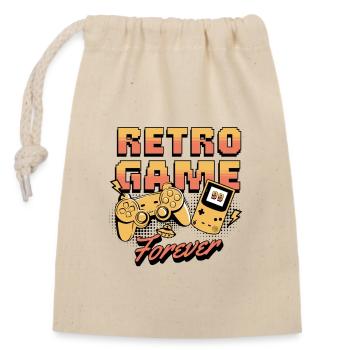 Jeu rétro pour toujours | Vêtements de jeu vintage - Sac cadeau en coton avec cordon (14 x 20 cm) - nature - Devant