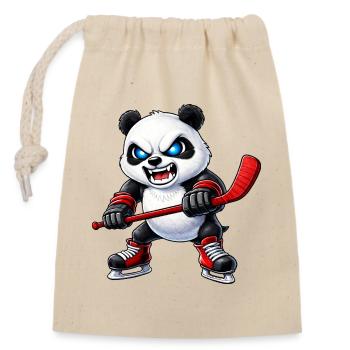 Süßer Panda Eishockeyspieler Aggressiver Hockey Ca - Verschließbarer Geschenkbeutel aus Baumwolle (14x20cm) - Natur - Vorne