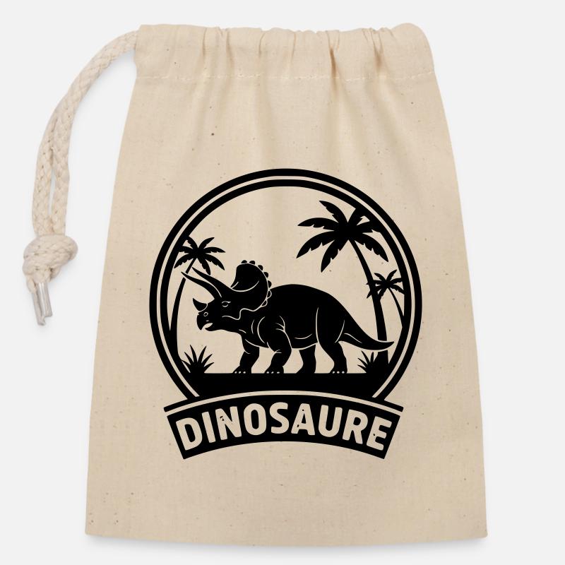 dinosaure2 - Sac cadeau en coton avec cordon (14 x 20 cm) - nature