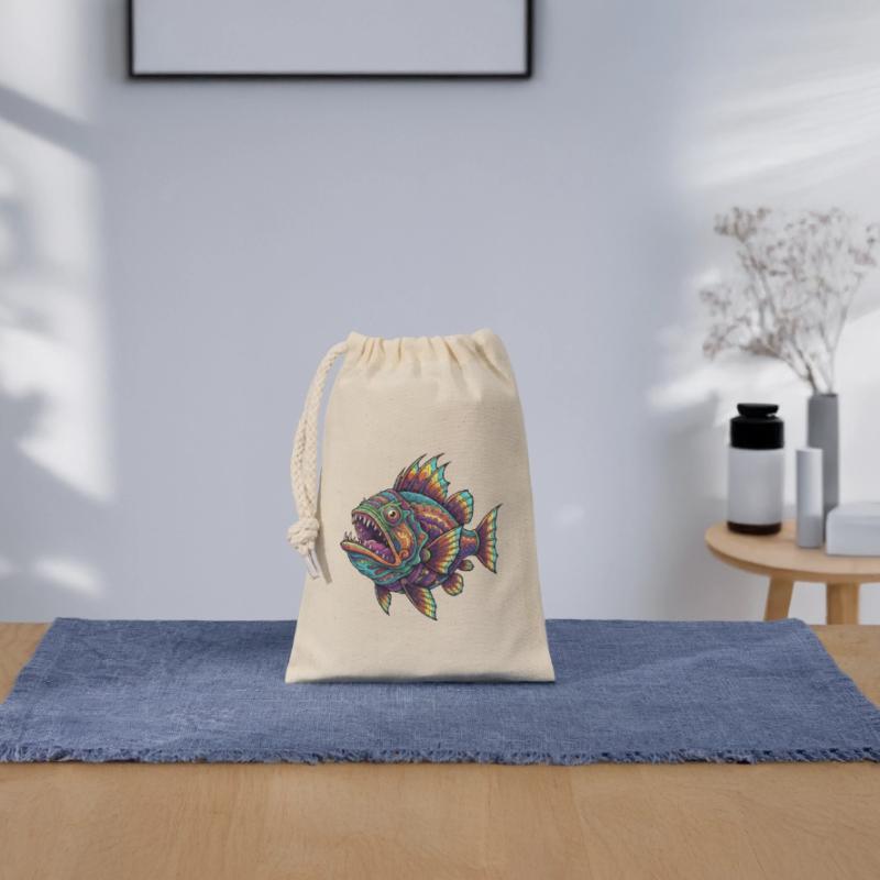 Rainbow Fish with Pattern Closable cotton gift bag (14x20cm)