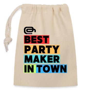 Bester Partymacher  / Best Party Maker in Town - Verschließbarer Geschenkbeutel aus Baumwolle (14x20cm) - Natur - Vorne