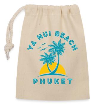 Phuket Beach Palmensonnenuntergang - Verschließbarer Geschenkbeutel aus Baumwolle (14x20cm) - Natur - Vorne