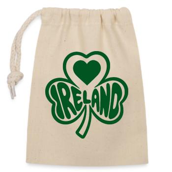 Celtic Shamrock Heart Ireland - Closable cotton gift bag (14x20cm) - nature - Front