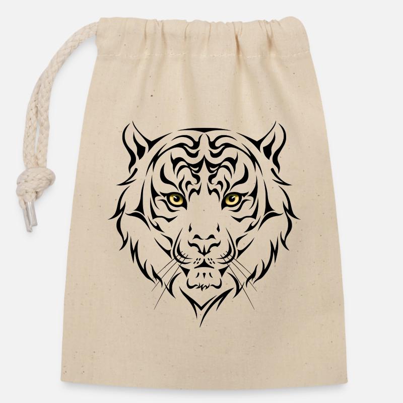 Tiger - Verschließbarer Geschenkbeutel aus Baumwolle (14x20cm) - Natur