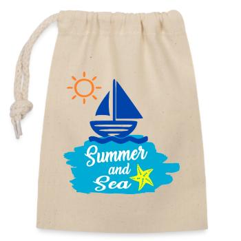 Summer and Sea - Sommerdesign  - Verschließbarer Geschenkbeutel aus Baumwolle (14x20cm) - Natur - Vorne