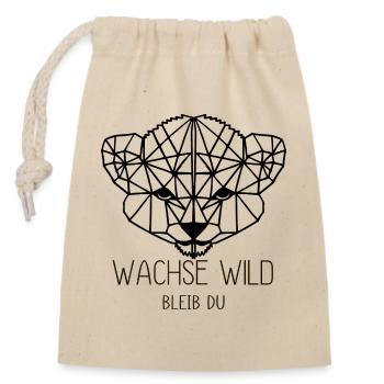 wachse wild. Bleib Du - Verschließbarer Geschenkbeutel aus Baumwolle (14x20cm) - Natur - Vorne