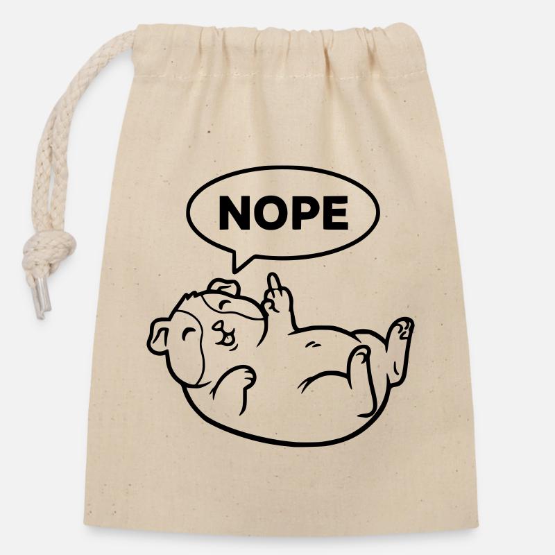 Guinea pig middle finger contour - Closable cotton gift bag (14x20cm) - nature