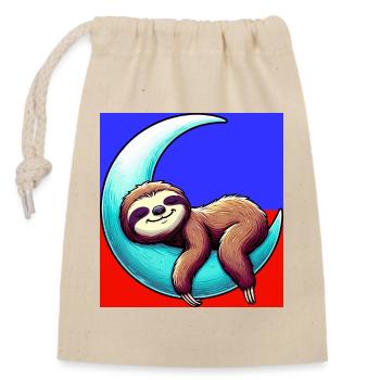 La paresse dort sur la Lune - Sac cadeau en coton avec cordon (14 x 20 cm) - nature - Devant