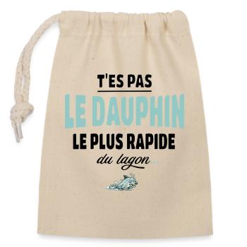 T’es pas le dauphin le plus rapide du lagon - Sac cadeau en coton avec cordon (14 x 20 cm) - nature - Devant