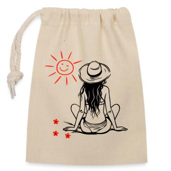 Longing for sun - Closable cotton gift bag (14x20cm) - nature - Front