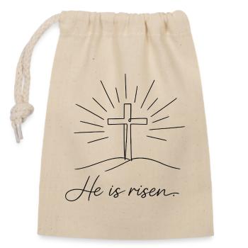 Kruzifix He is Risen Ostern Jesus - Verschließbarer Geschenkbeutel aus Baumwolle (14x20cm) - Natur - Vorne