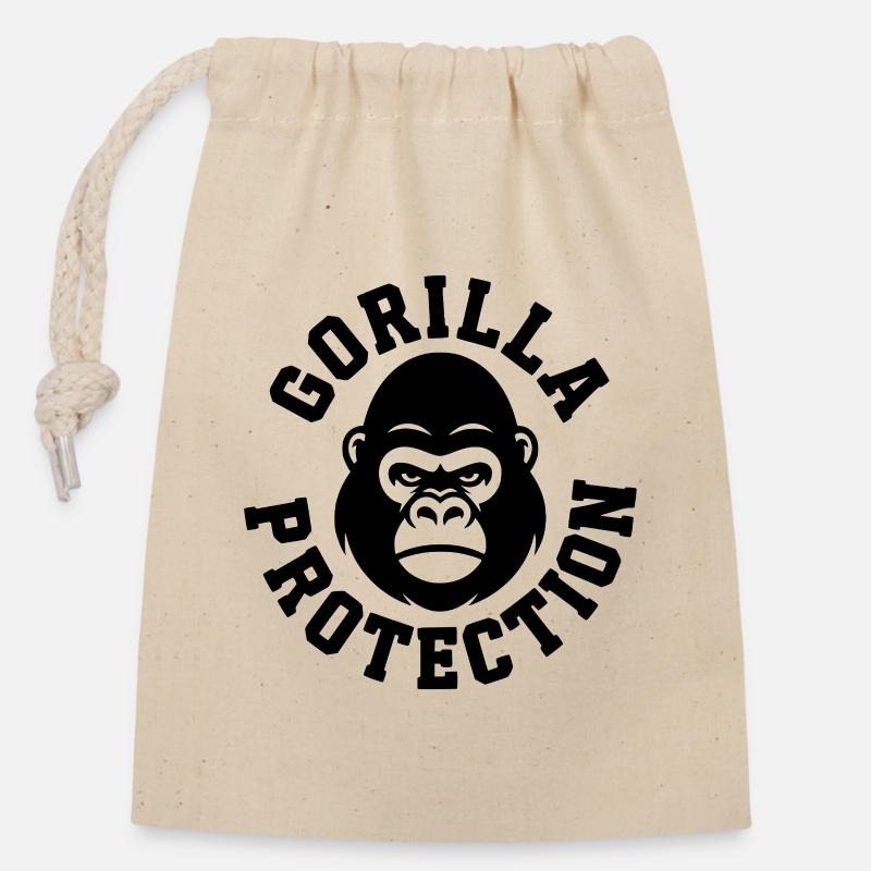 Gorilla-Schutz: Silberrücken-Wächter-Abzeichen - Verschließbarer Geschenkbeutel aus Baumwolle (14x20cm) - Natur