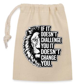Leo Angry Lion En Vie Challenge - Sac cadeau en coton avec cordon (14 x 20 cm) - nature - Devant