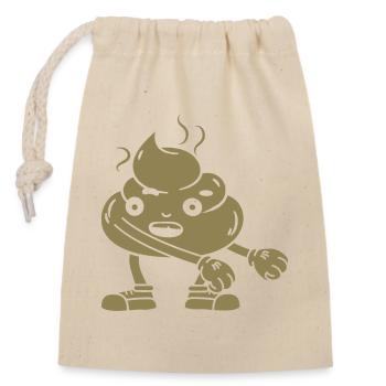 Funny poop pile dancing - Closable cotton gift bag (14x20cm) - nature - Front