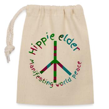 Hippies peace - Closable cotton gift bag (14x20cm) - nature - Front