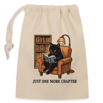 Chat qui lit dans la chaise lumineuse - Sac cadeau en coton avec cordon (14 x 20 cm) - nature - Devant