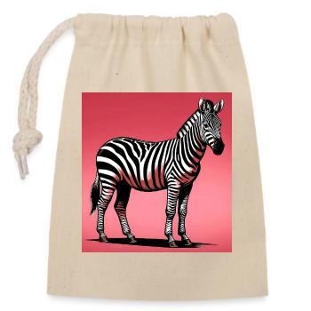 Zebra - Verschließbarer Geschenkbeutel aus Baumwolle (14x20cm) - Natur - Vorne