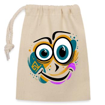 Drôle de visage éclaboussé - Sac cadeau en coton avec cordon (14 x 20 cm) - nature - Devant
