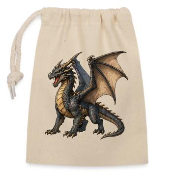 Drache Flammenklaue - Verschließbarer Geschenkbeutel aus Baumwolle (14x20cm) - Natur - Vorne
