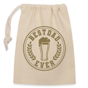 Best Dad Ever Bier Emblem für Väter - Verschließbarer Geschenkbeutel aus Baumwolle (14x20cm) - Natur - Vorne
