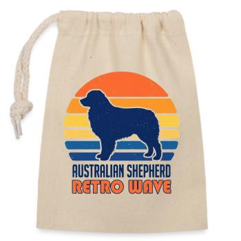 Retro Wave Aussie : Vintage Australian Shepherd - Sac cadeau en coton avec cordon (14 x 20 cm) - nature - Devant