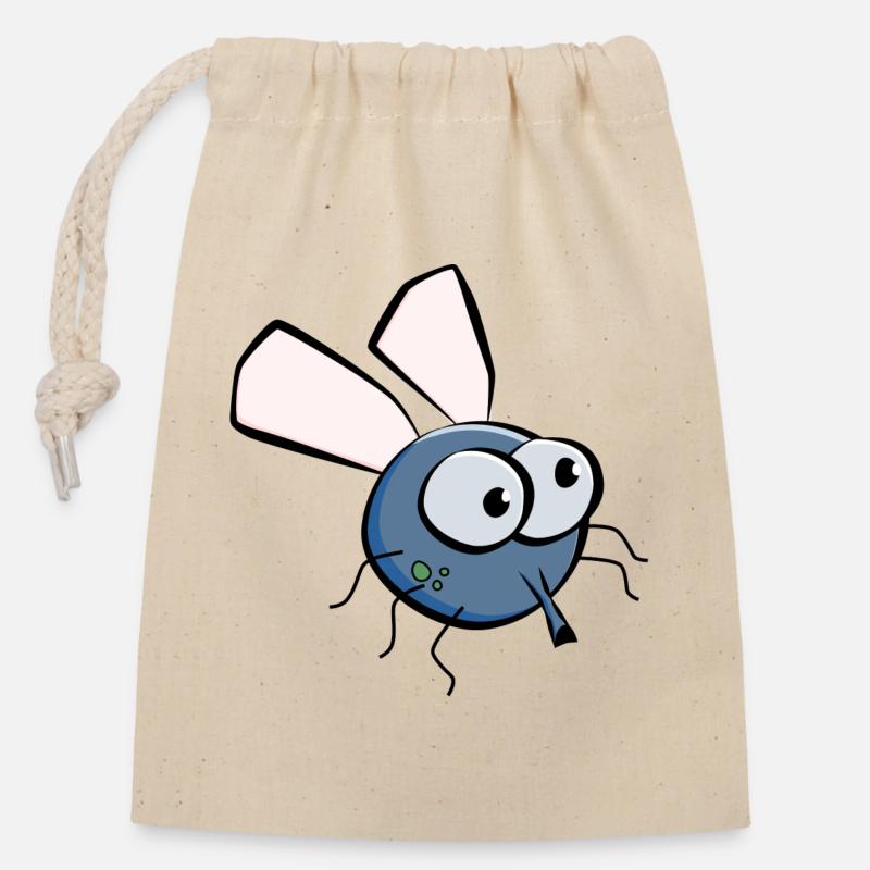 La mouche - Sac cadeau en coton avec cordon (14 x 20 cm) - nature