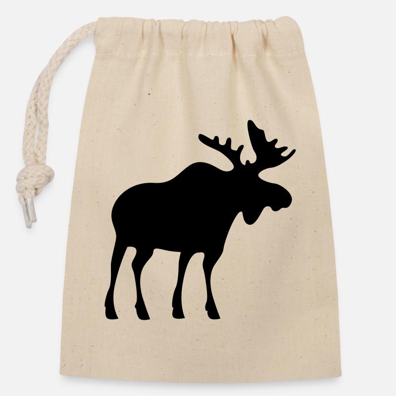moose - Closable cotton gift bag (14x20cm) - nature