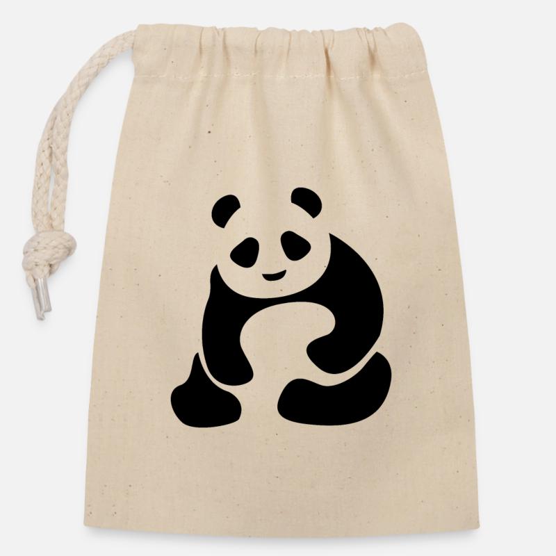 Panda - Panda Bear - Panda Bear - Closable cotton gift bag (14x20cm) - nature