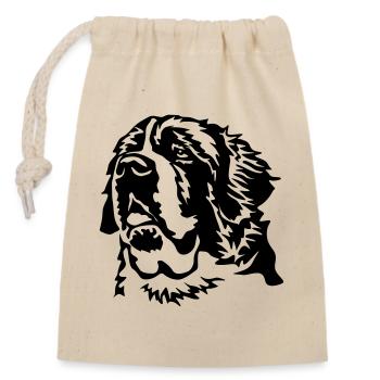 Tête de Saint Bernard - Sac cadeau en coton avec cordon (14 x 20 cm) - nature - Devant