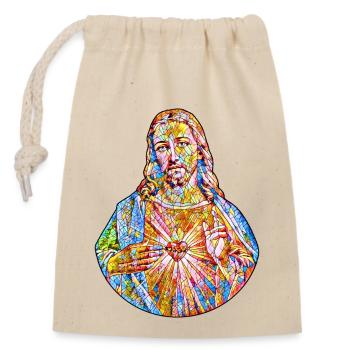 Ich liebe Jesus Christus Kirchenfenster * Jesu - Verschließbarer Geschenkbeutel aus Baumwolle (14x20cm) - Natur - Vorne