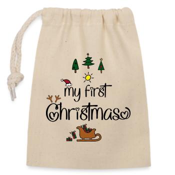 Mon premier Noël - Sac cadeau en coton avec cordon (14 x 20 cm) - nature - Devant
