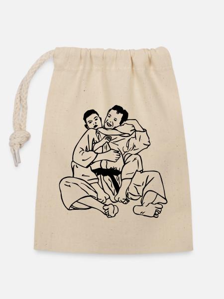 Jiujitsu Halsklemme - Verschließbarer Geschenkbeutel aus Baumwolle (14x20cm) - Natur