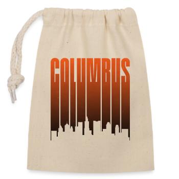 Columbus Skyline Sunset Gradient - Verschließbarer Geschenkbeutel aus Baumwolle (14x20cm) - Natur - Vorne