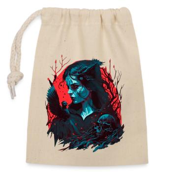 Dark girl - Closable cotton gift bag (14x20cm) - nature - Front