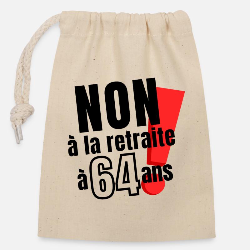 réforme des retraites, retraité, réforme Macron - Sac cadeau en coton avec cordon (14 x 20 cm) - nature