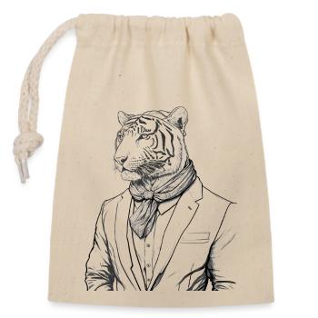 Gentleman Tiger Gift - Closable cotton gift bag (14x20cm) - nature - Front