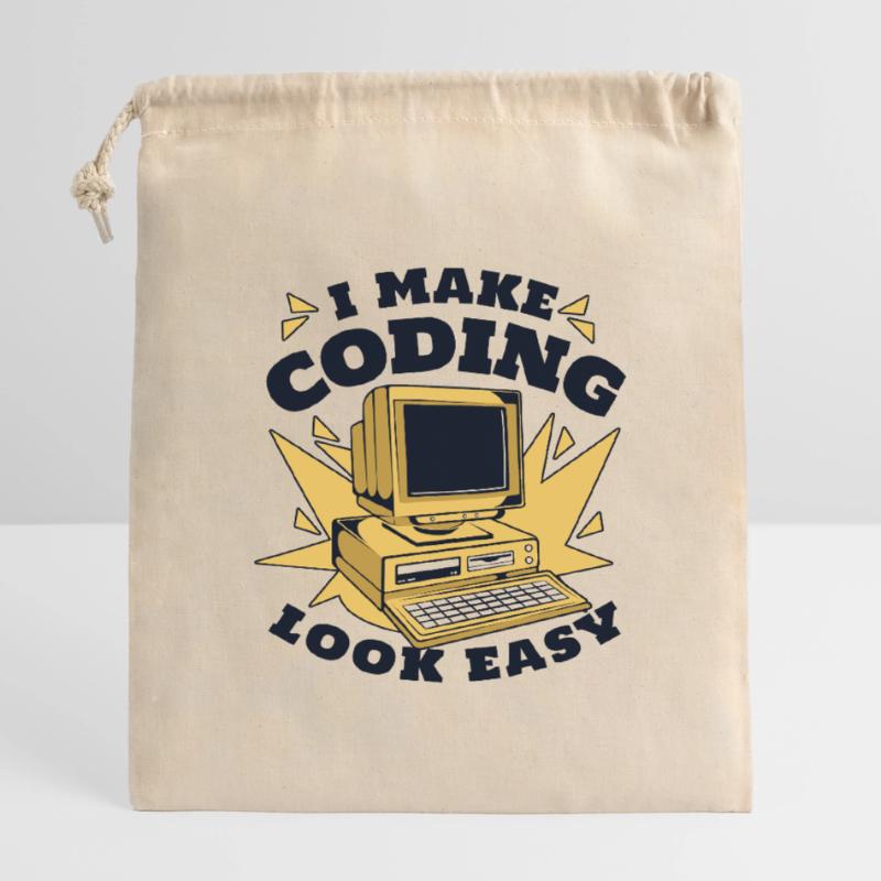 Je rends le codage facile Developer Coder Sac cadeau en coton avec cordon (14 x 20 cm)