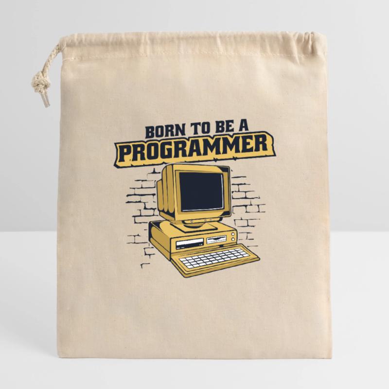 Born To Be A Programmer Developer Coder Verschließbarer Geschenkbeutel aus Baumwolle (14x20cm)