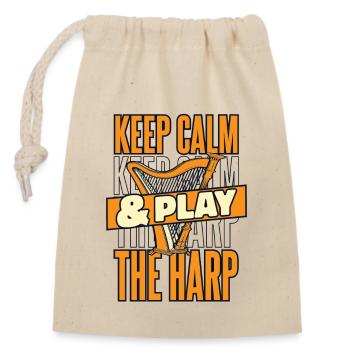 Keep Calm And Play The Harp Harp Music Harp - Closable cotton gift bag (14x20cm) - nature - Front