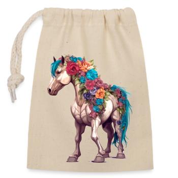 Floral Mane Majesty - Closable cotton gift bag (14x20cm) - nature - Front