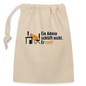 Ein Admin Schläft Nicht Er Root Admin - Verschließbarer Geschenkbeutel aus Baumwolle (14x20cm) - Natur - Vorne